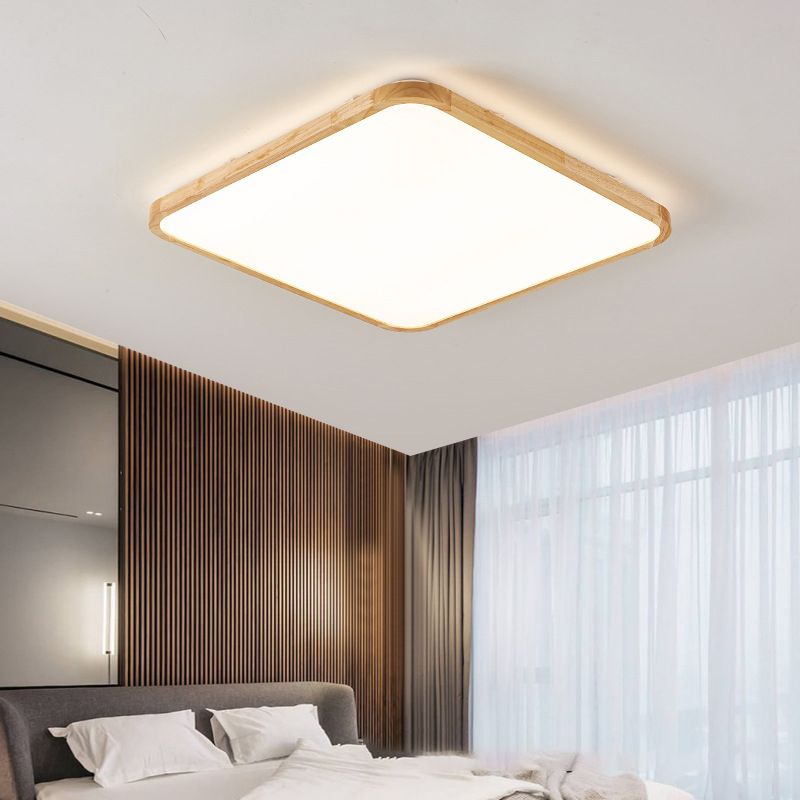 Modern Style Geometrische Bündige Deckenbefestigung 1-Light Holz Flush Ceiling Light