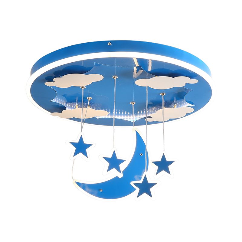 Starry Sky Children Room Hanging Lighting Acrylic LED Modern Cluster Pendant Light Fixture in Pink/Blue