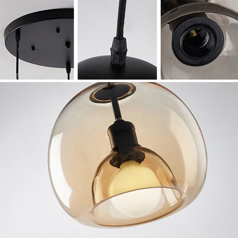 Modern Simplicity Round Cluster Pendant Light Glass Hanging Light for Living Room