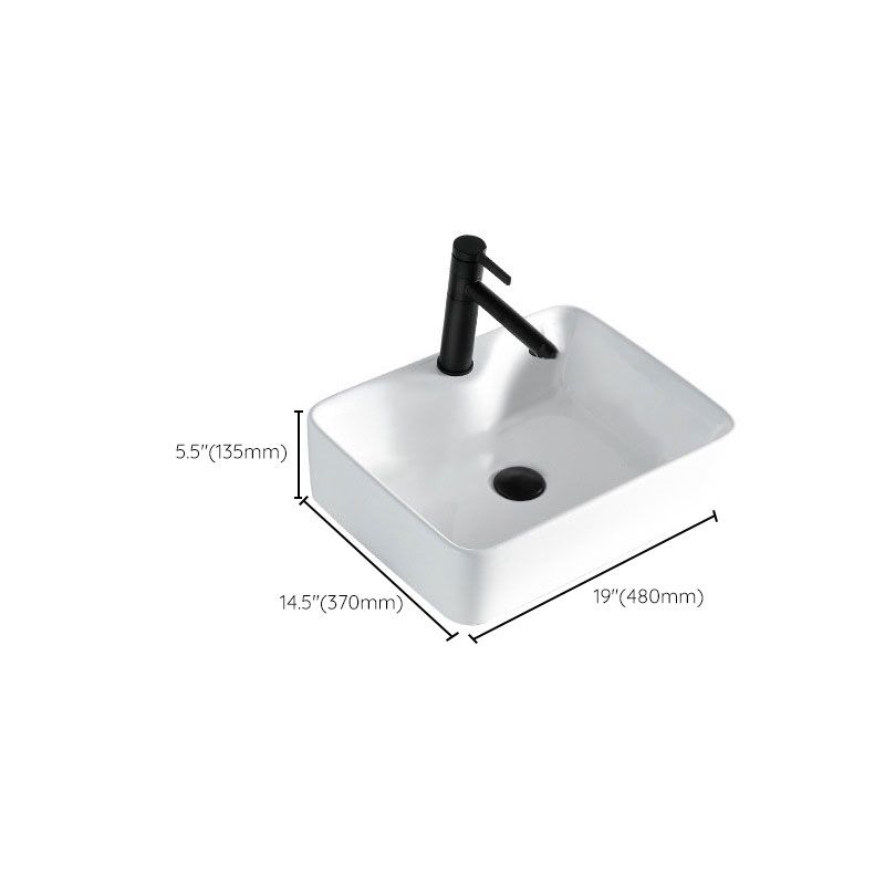 Contemporary Bathroom Sink Porcelain Rectangular Vessel Sink(Not Including Faucet)