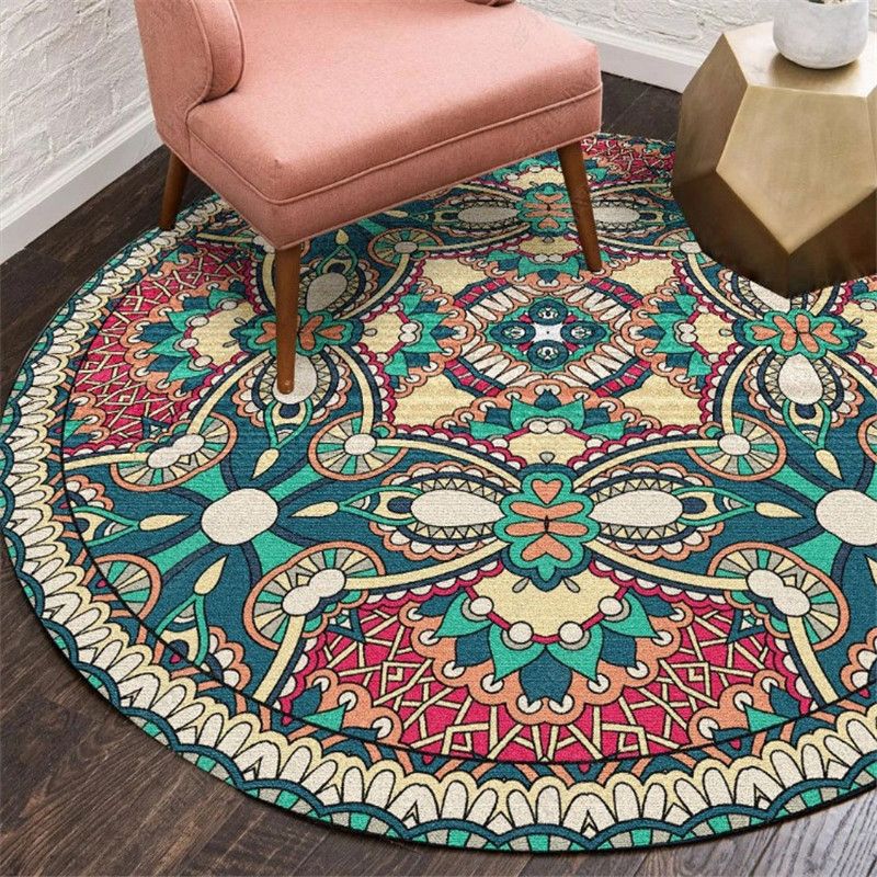 Exotic Moroccan Rug Multi Color Flower Pattern Rug Anti-Slip Pet Friendly Stain Resistant Carpet for Home
