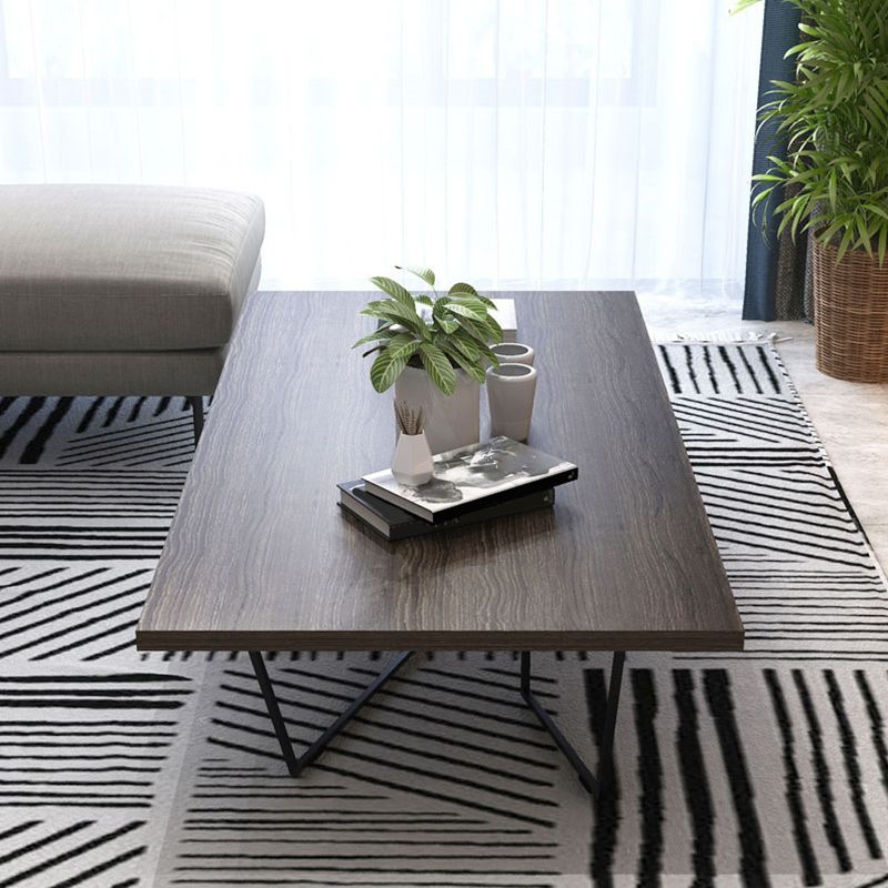 Solid Wood Coffee Table Abstract Coffee Cocktail Table in Brown