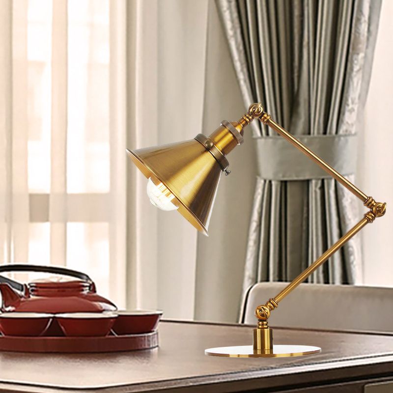 Lampada da tavolo svasata elegante industriale in metallo a 1 luce Lampada da tavolo per sala da pranzo con braccio di lunghezza 8"+8"/8"+8"+8" in oro