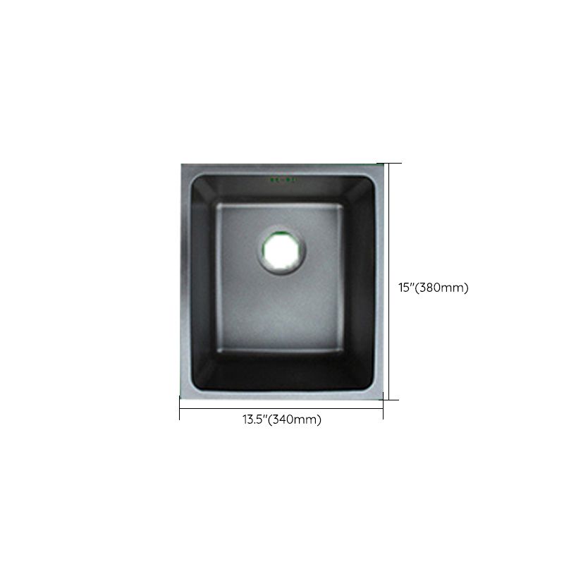 Black Stainless Steel Sink Single Bowl Undermount Sink with Basket Strainer