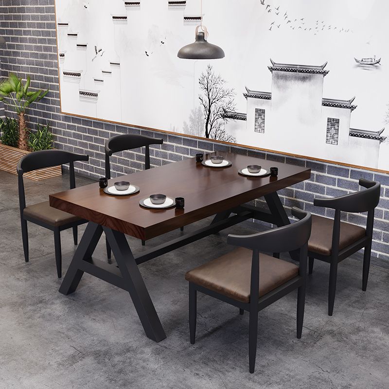 Industrial Kitchen Rectangle Dinner Table Solid Wood Dining Table