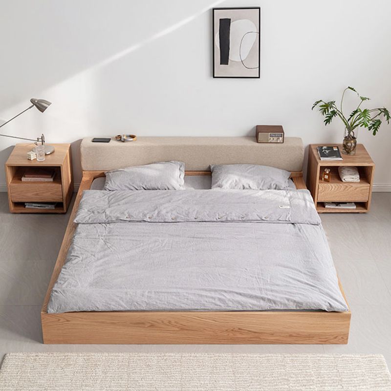 Modern 20" H Bed Nightstand Solid Wood Open Storage 1-Drawer Night Table