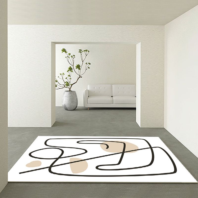 Modern White Carpet Polyester Pattern Carpet Washable Carpet for Home Decor