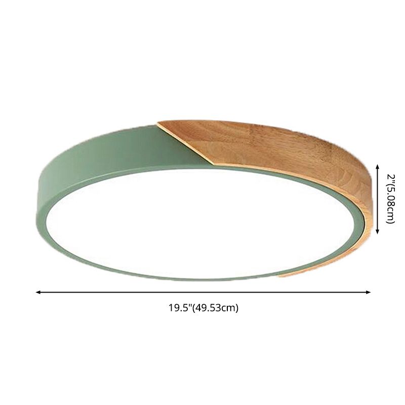 Macaron Ceiling Light Nordic Modern Minimalist Round Bedroom Study Living Room Ultra-thin Wooden Energy-saving Lighting