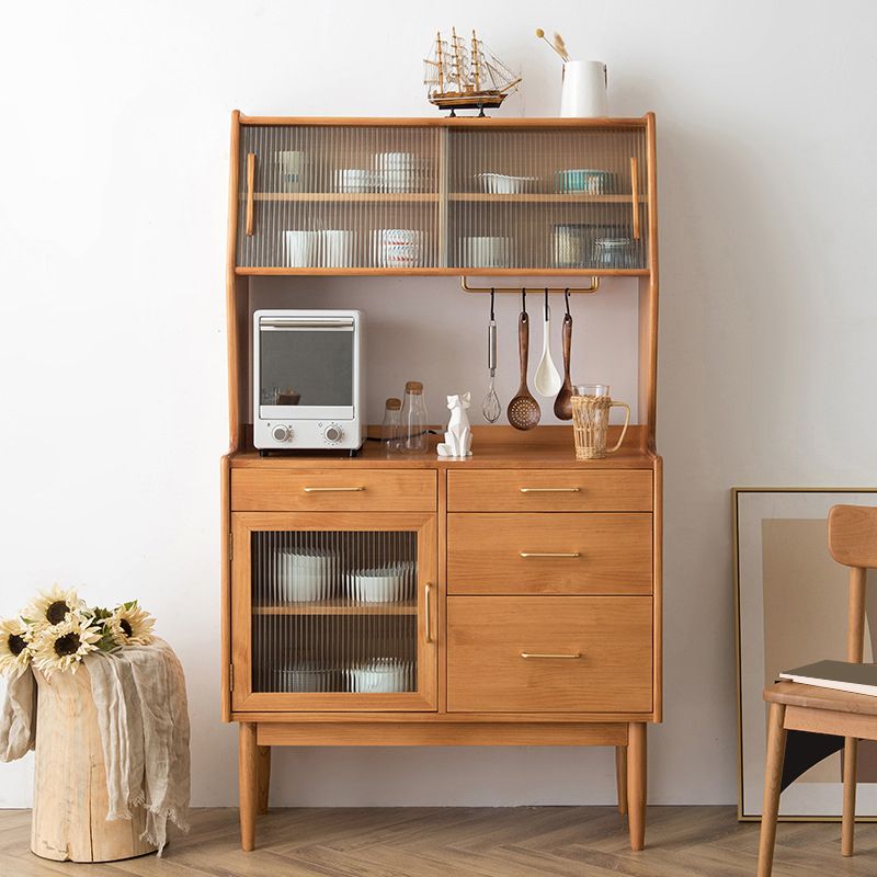 Contemporary Dining Server with Sliding Doors Solid Wood Buffet Server