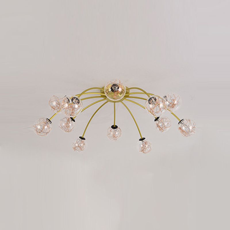 Lámpara de techo redondo de vidrio lámpara de montaje semi rasciquete led simple