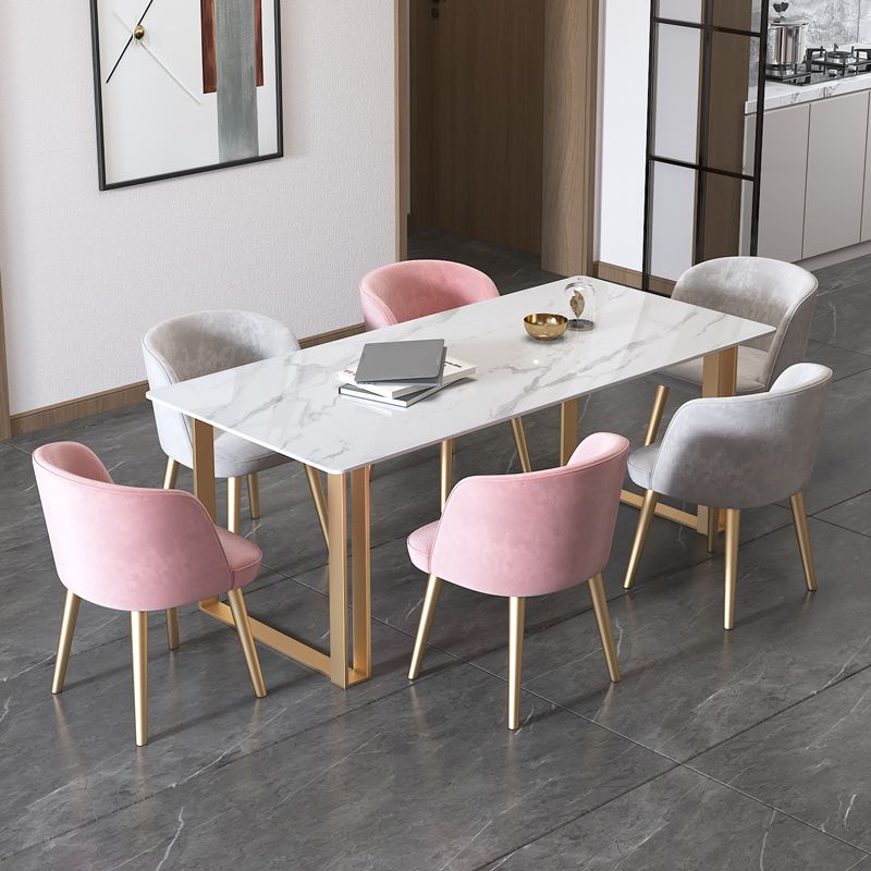 Traditionele luxe rechthoekige eettafel gesinterde stenen eettafel met dubbele voetstuk