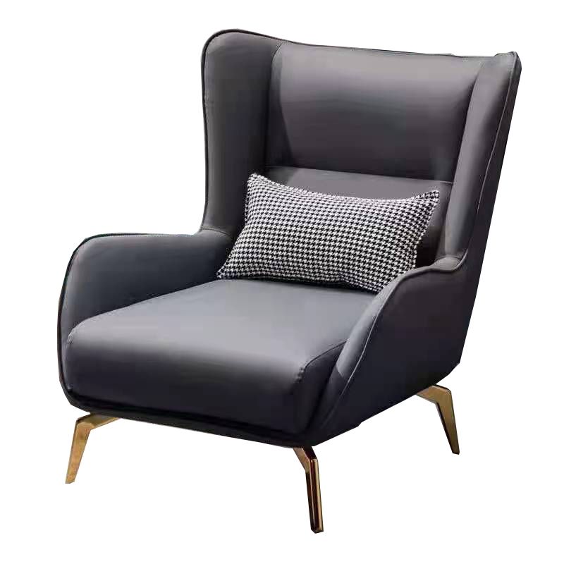 Modern Style Bonded Leather Arms Included with Pillow Wingback Chair