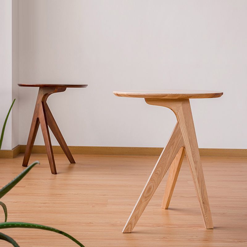 19" Wide Contemporary Corner Table Round Solid Wood Side End Table