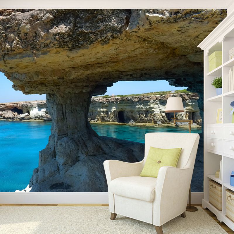 Modern Seascape Murals Wallpaper Mildew Resistant for Bathroom Murals Decor