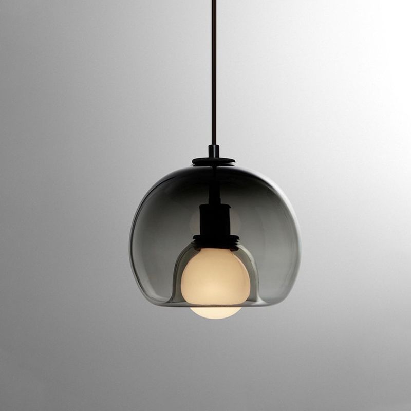 Glass Black Hanging Lamp in Modern Creative Style Lacquered Iron Globe Pendant Light for Dining Room