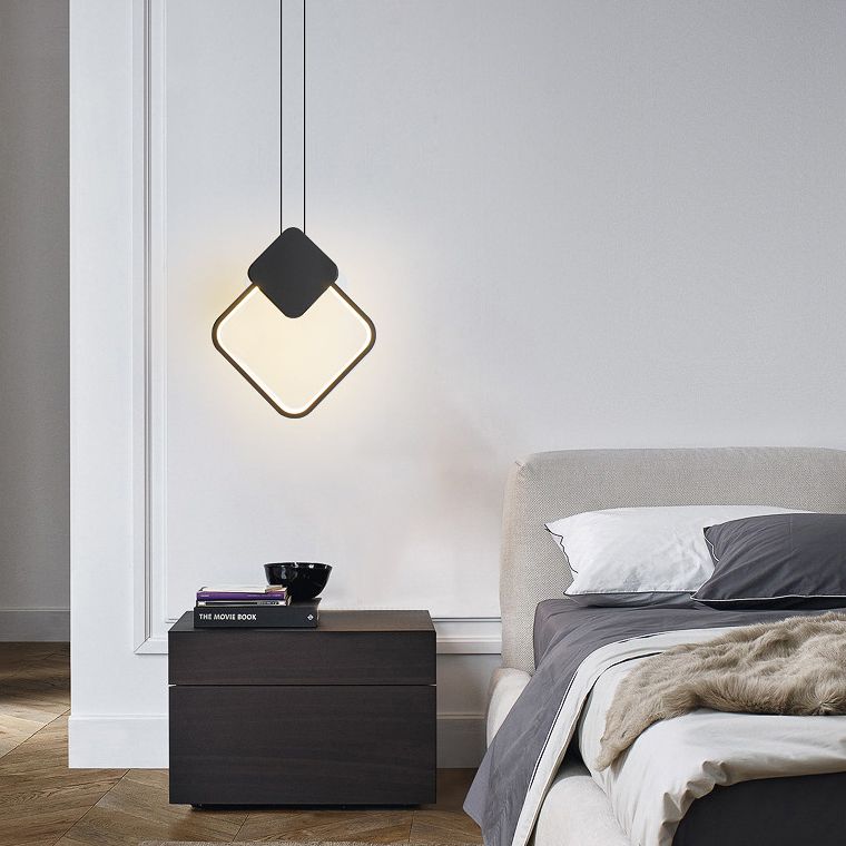 Metaal geometrisch plafond hanglamp moderne stijl led zwarte suspensie hanger licht