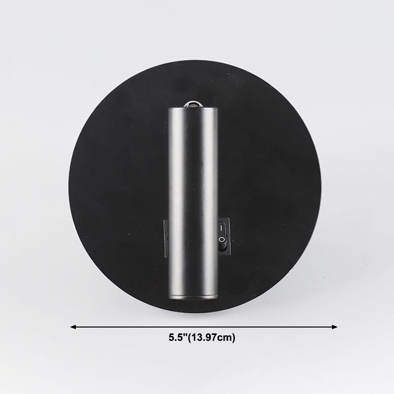 1 Light Round Wall Sconces Modern Style Metal Wall Mounted Reading Lights