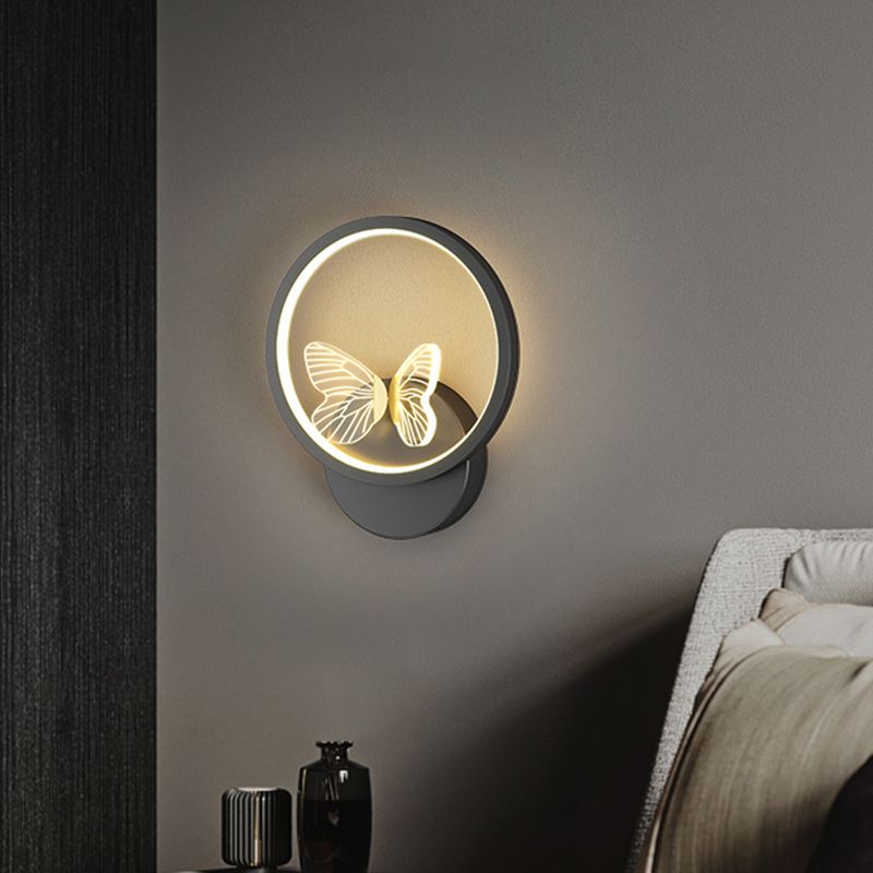 Accesorio de iluminación de pared acrílico mariposa LED minimalista Splecha de pared geométrica negra