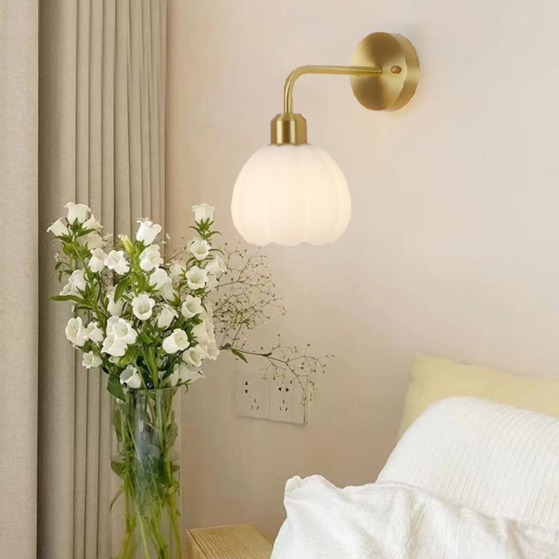 Nordic Style Wall Light Bell Shape Wall Lamp with Glass Shade for Bedroom