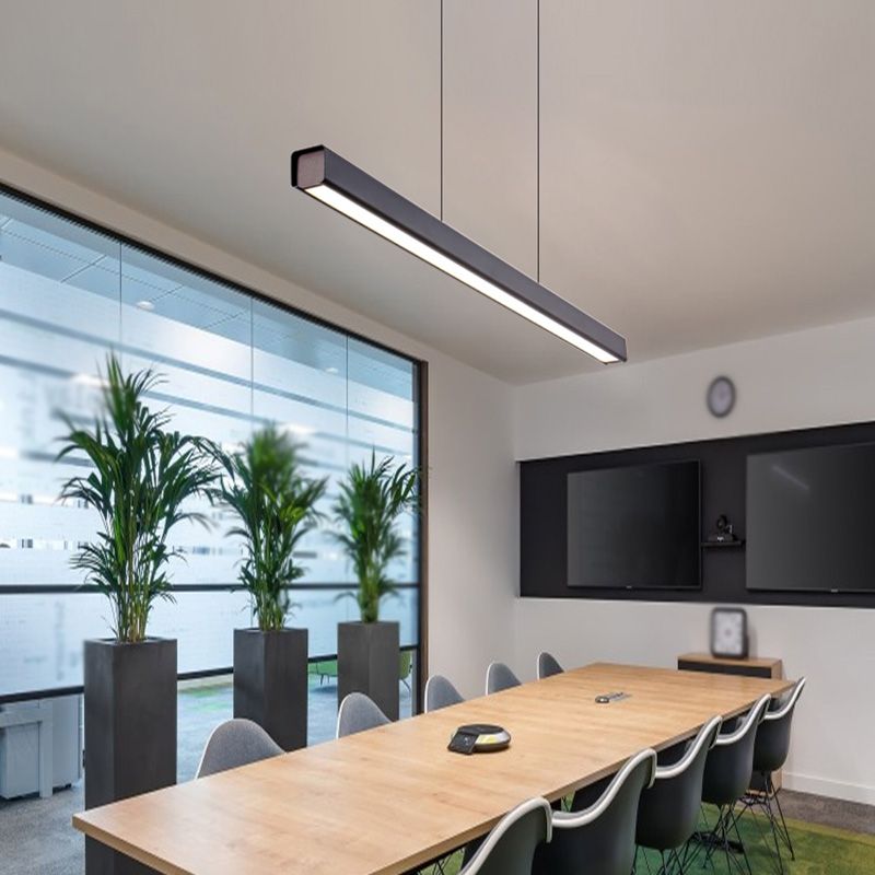 Contemporary LED Island Pendant Light Linear Hanging Island Light with Metal Shade