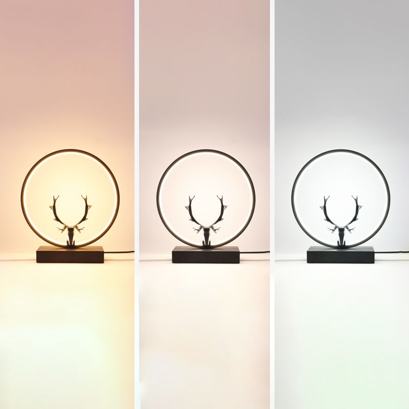 Metal Circle Table Lamp Nordic Antler Shape 1 Light Desk Lamp for Bedroom