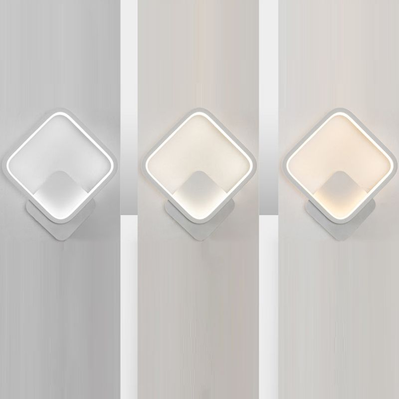 Metal Modern Wall Sconce Geometric Shape Wall Light with Acrylic Shade for Bedroom