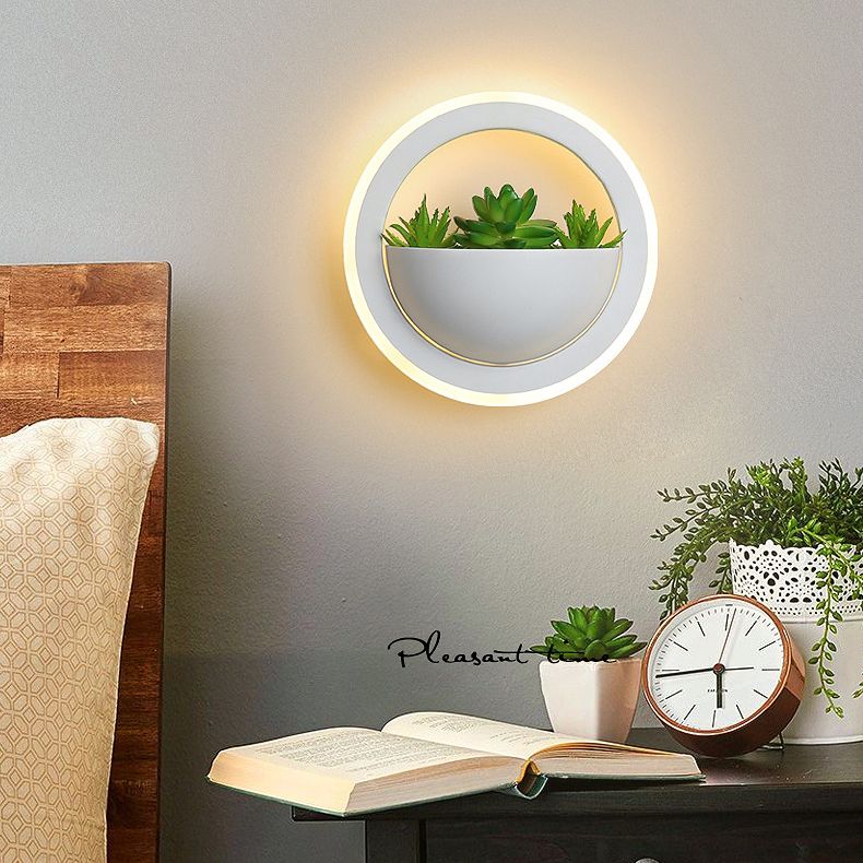 Nordic LED Wall Mounted Light Creative Green Plant Wall Lamp for Corridor