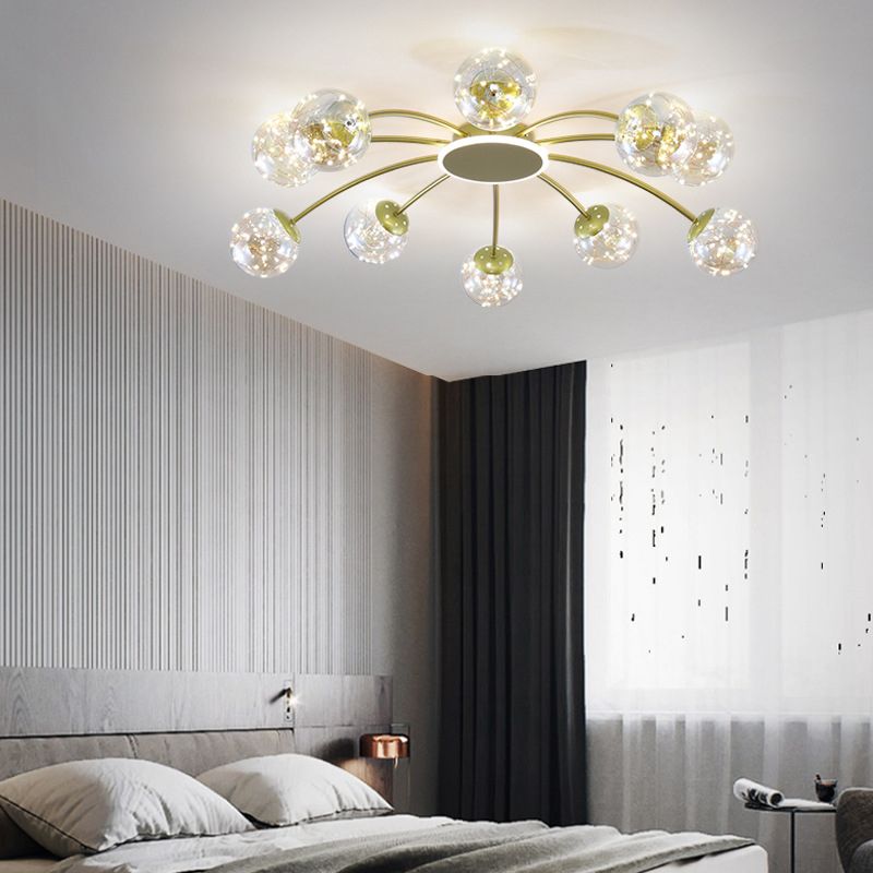 Bola de vidrio Flush Luz de techo de estilo moderno Montaje Montaje de montaje en oro en oro