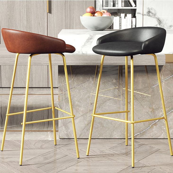 Faux Leather Bucket Seat Barstool Scandinavian Low Back Bar Stools