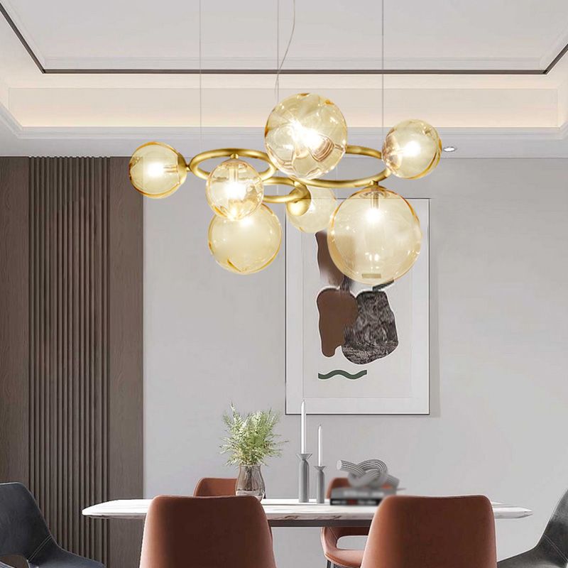 Kugelförmiger Kronleuchter 2 Farbe Optionaler minimalistischer Kronleuchter für Esszimmer Schlafzimmer