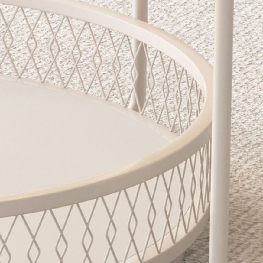 Iron 4 Legs Cocktail Table Round Glass Top Coffee Table with Shelf