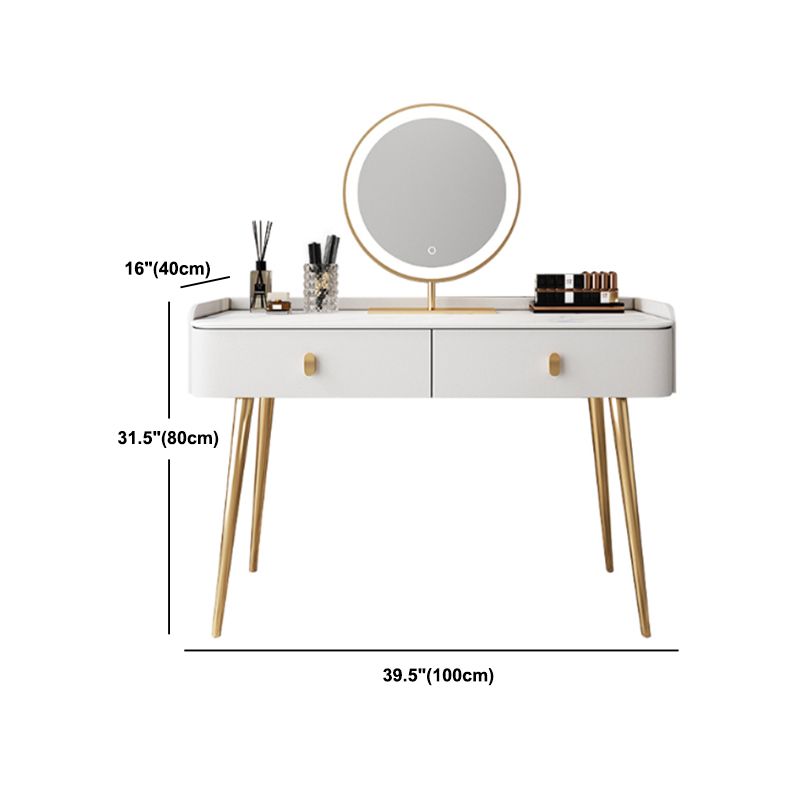 White Vanity with Makeup Table and Stool, 1/2 Drawers Dresser - 31.89" H