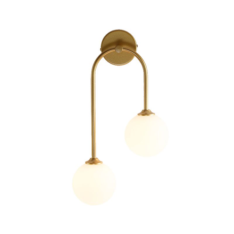 2-Light Golden/Black Contemporary Wall Mounted Sconce Iron Wall Light for Foyer