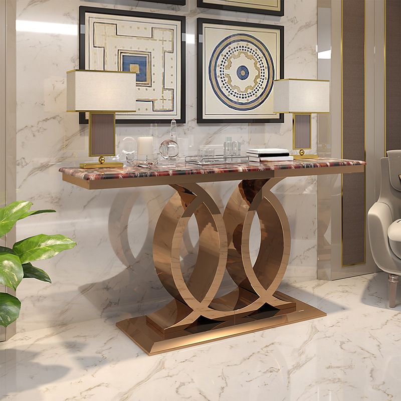 Glam Marble Console Table Rectangle 16" W Accent Table for Hall