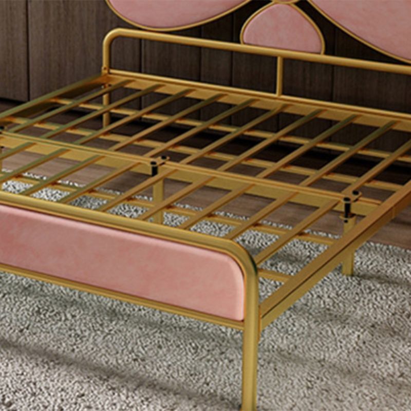 Iron Upholstered Headboard Bed with Metal Legs 43.3" High 78.74" Long