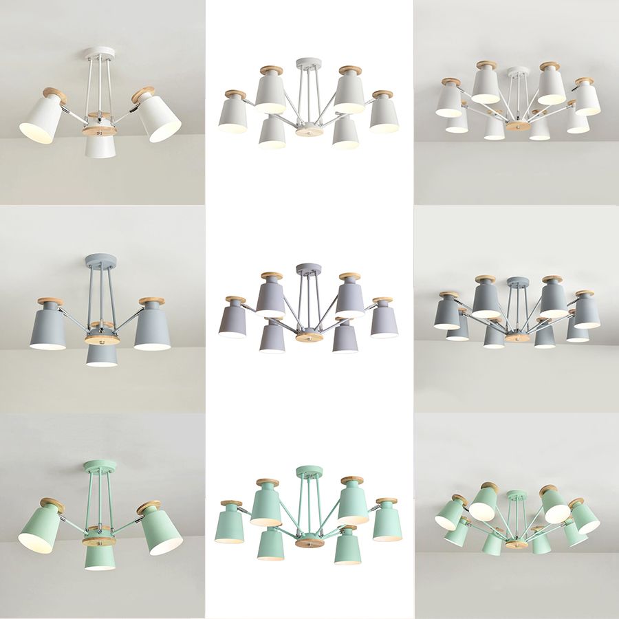 Rotatable Bucket Shade Chandelier Nordic Simple Metal Pendant Light for Living Room