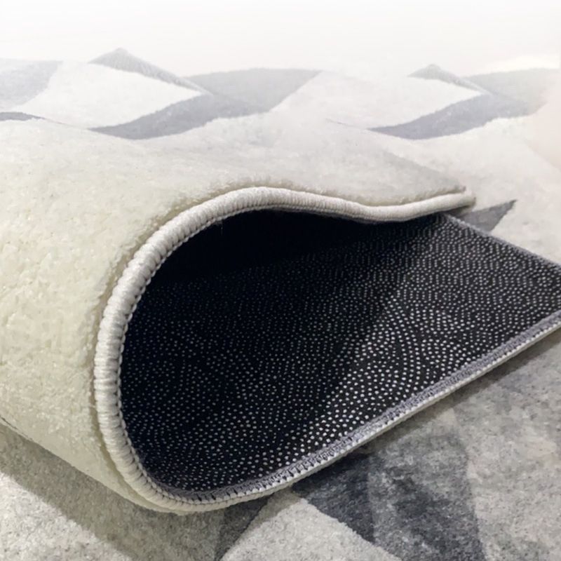 Grey Contemporary Rug Polyester Striped Rug Washable Rug for Living Room