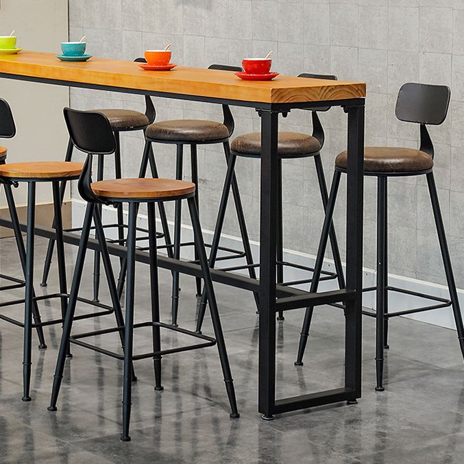 Industrial 1/5/9 Pieces Bar Table Set Rectangle Wood Counter Table for Milk Tea Shop