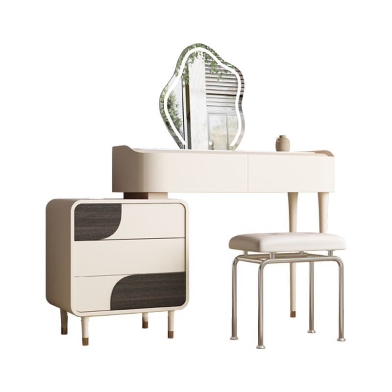 White Wooden Make-up 15.74" Wide Vanity Makeup Vanity Desk Table with 2/5 Drawers