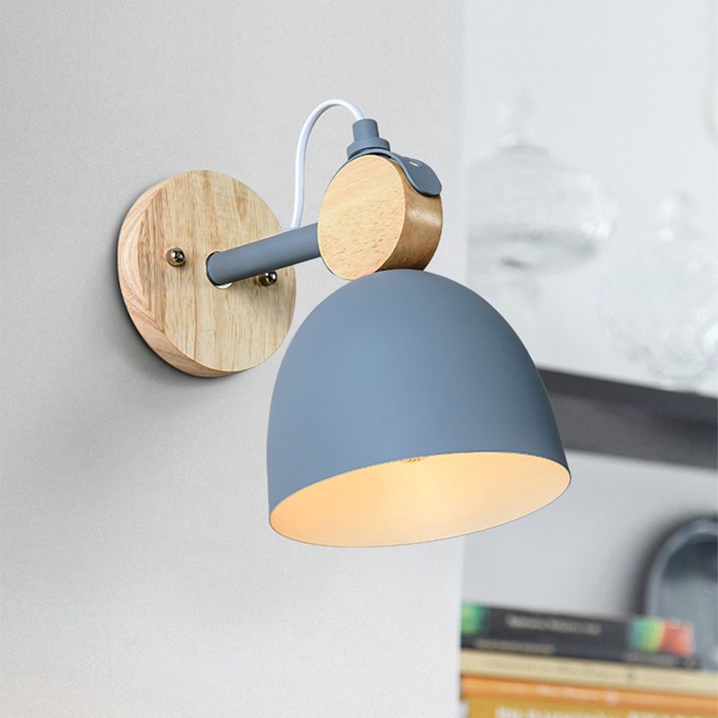 1-Light Wall Sconce Modern Macaron Style Metal Wall Lighting for Bedside
