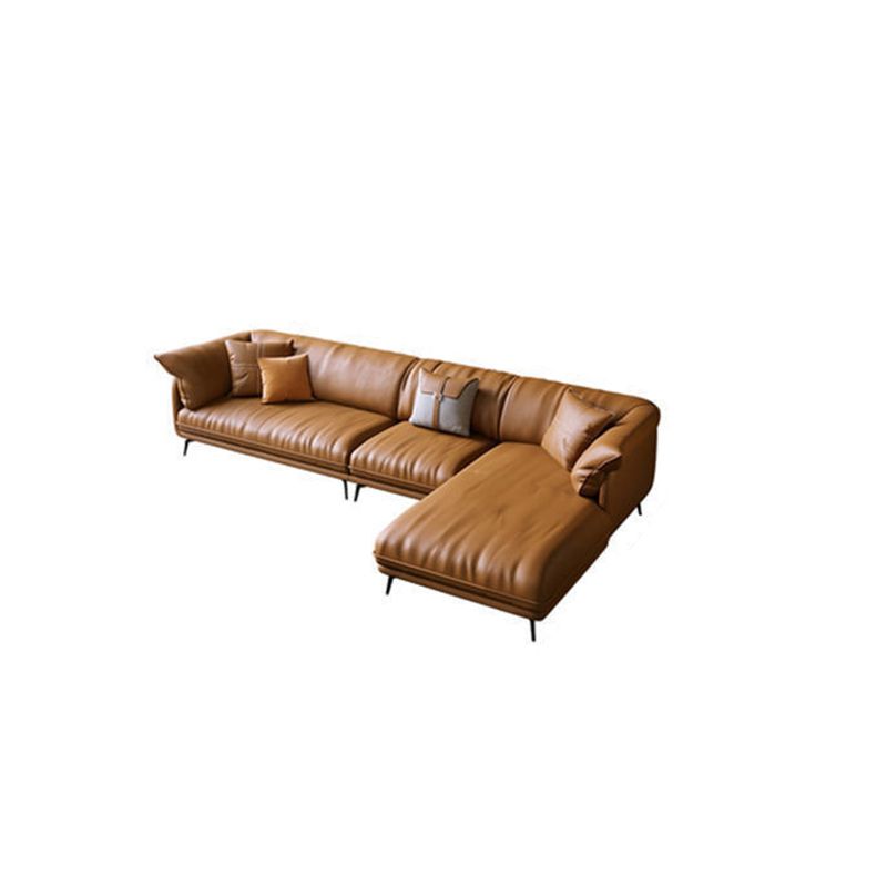 Scandinavian Orange Pillow Top Arm Sofa/Sectionals with Cushions Metal Legs