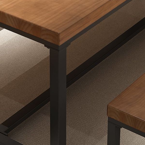 Industrial Rectangle Dining Table Pine Solid Wood Table with Trestle Base for Home Kitchen Dinner