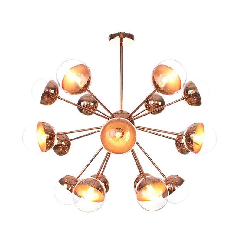 Semi-encastré Globe pour salle à manger, verre blanc/transparent/gris fumée, 9/12/15 lumières, luminaire semi-encastré contemporain en cuivre/chrome/or