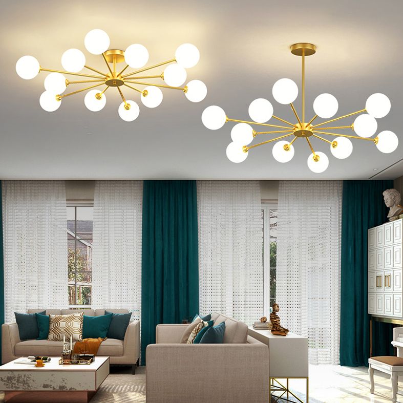 Plafonnier moderne au plafond à chasse d'eau avec une teinte en verre pour la chambre à coucher du salon