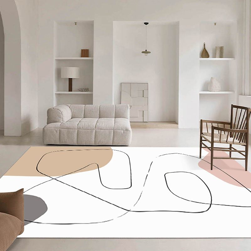 Rectangle Shape Abstract Pattern Rug Living Room Polyester Washable Area Rug