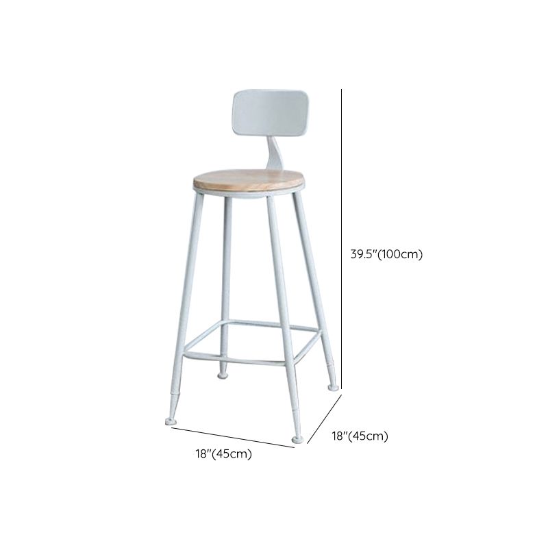 Contemporary Low Back Barstools Round Bar Stool with Footrest