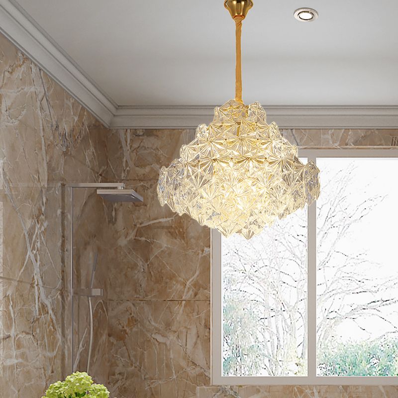 8 cabezas Lámpara de suspensión de vidrio hexágono Clear Sala de estar colgante
