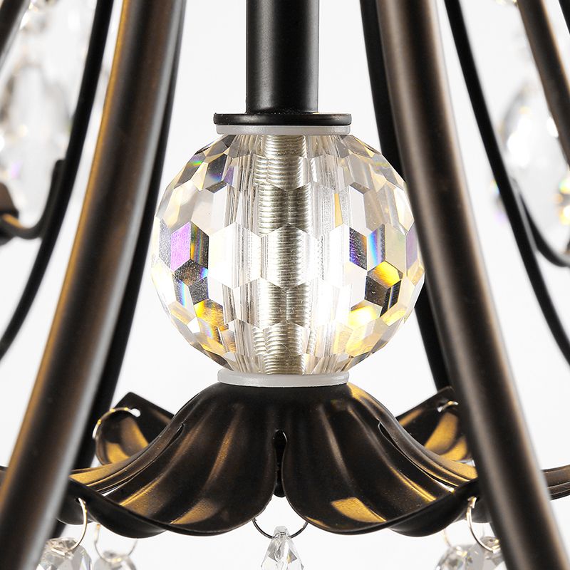 Salon lustre de style européen multi-tête cristallin de lampe suspendue pour chambre à coucher