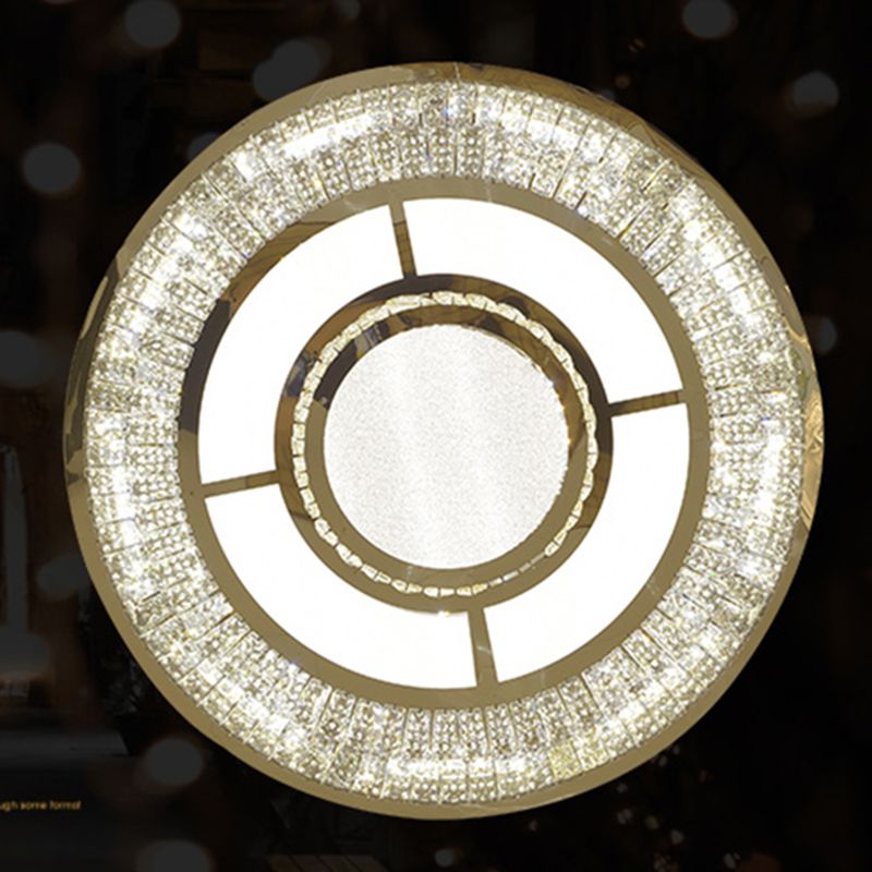 Round Crystal Flush Mount Light Fixture Modern Stainless-Steel LED Flush Light Fixture