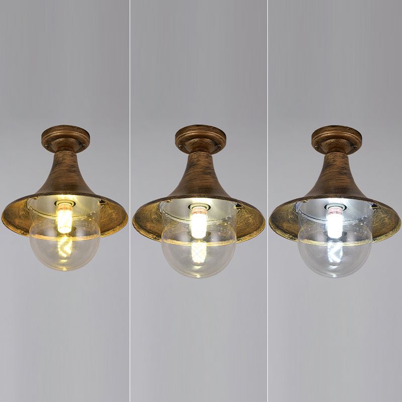 Plafonnier semi-encastré industriel noir, forme évasée, plafonnier en métal